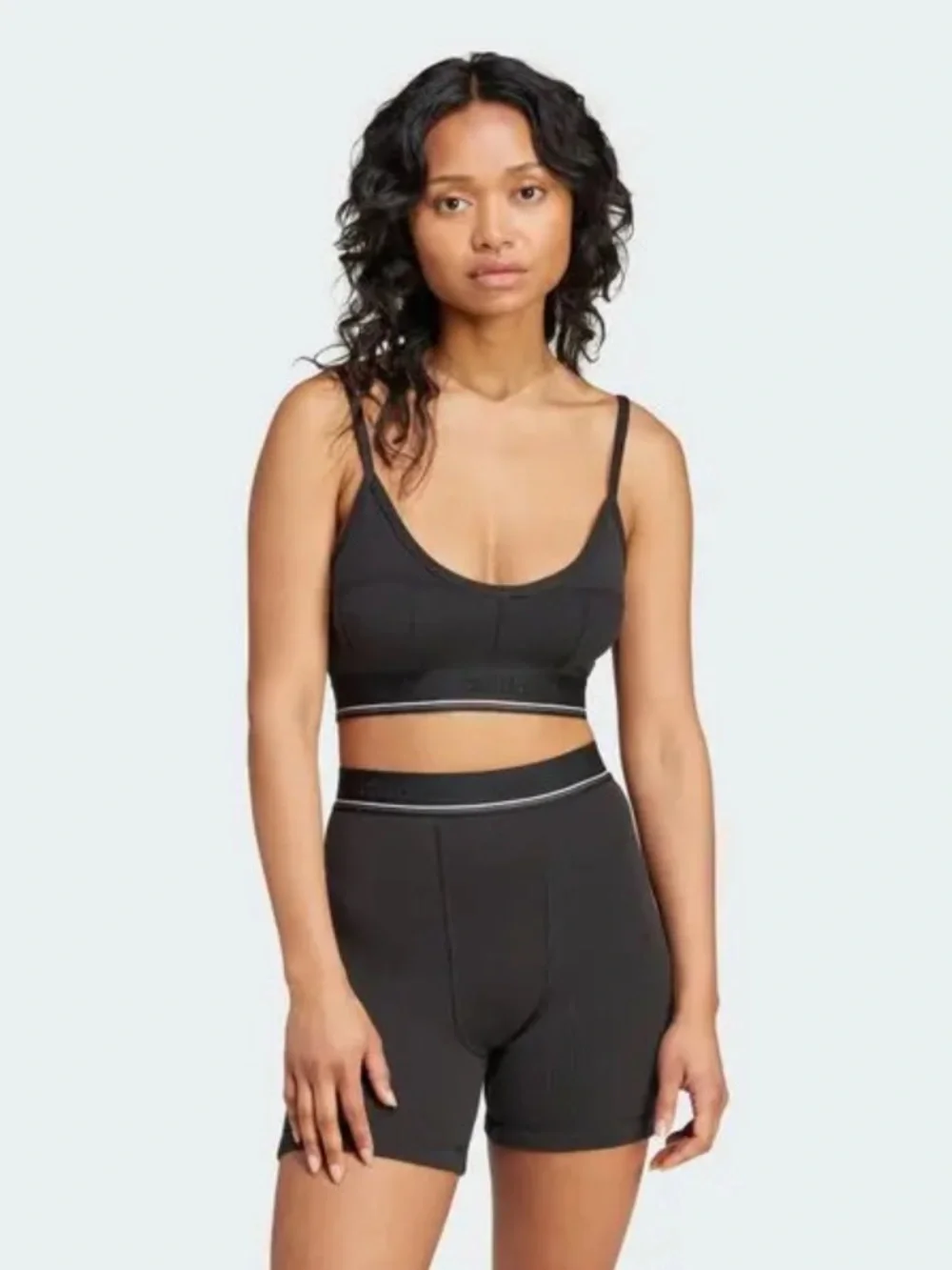 Adidas Black Ribbed Logo Sports Bra/Bralette